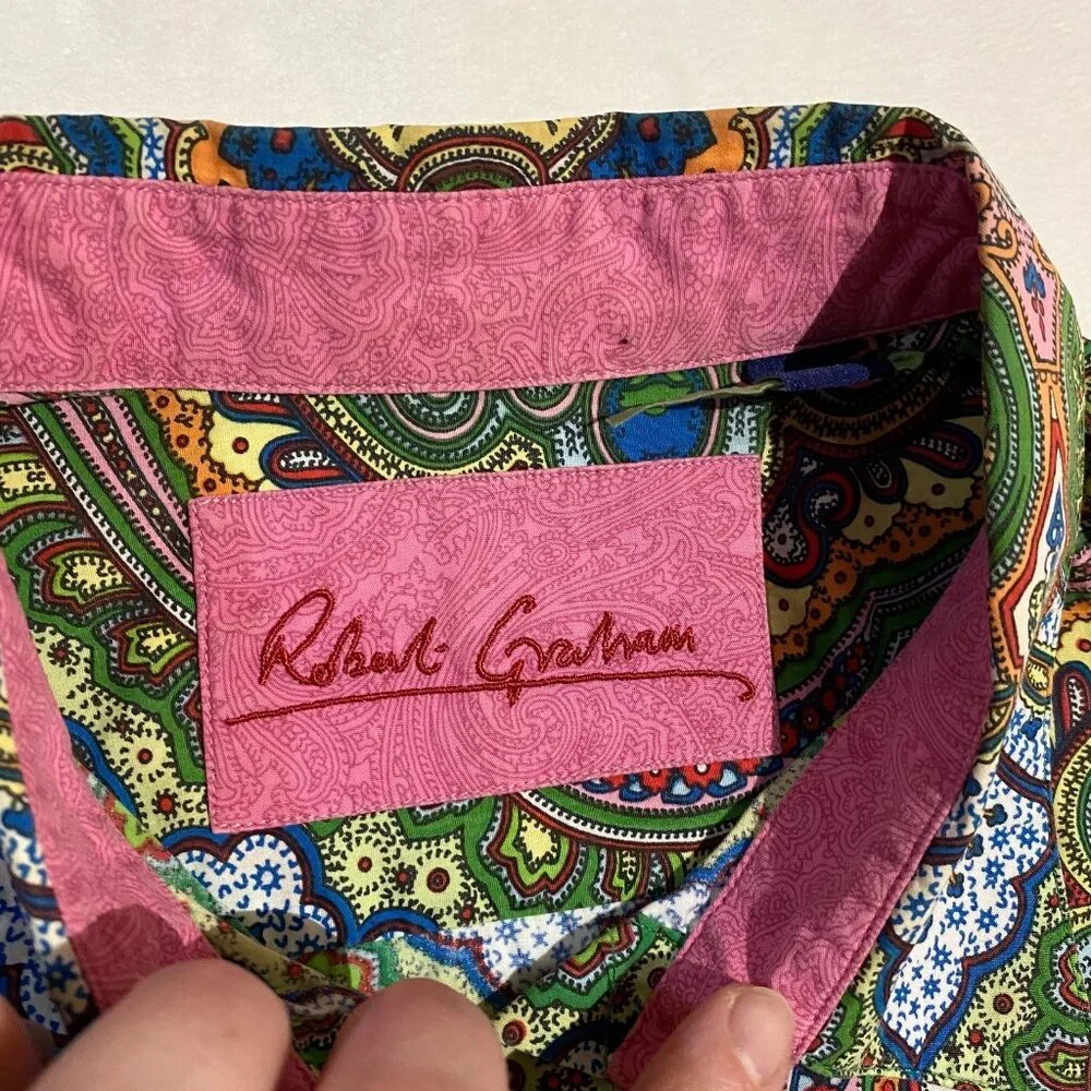 Robert Graham Womens Button-Up Shirt 12 Multicolor Mandala Paisley Flip Cuffs - Picture 3 of 7